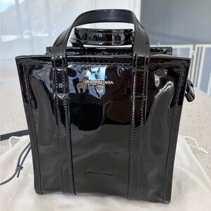 Balenciaga Glossy Black Patent Bazar Small Shopper